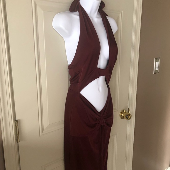 BOOHOO CUTOUT HALTER NECK DRESS SZ 10 - Picture 4 of 8